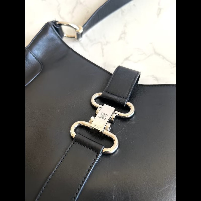 【LA LUNE】中古包 Celine黑銀凱旋門流浪包 側背包 單肩包 腋下包 二手包-4