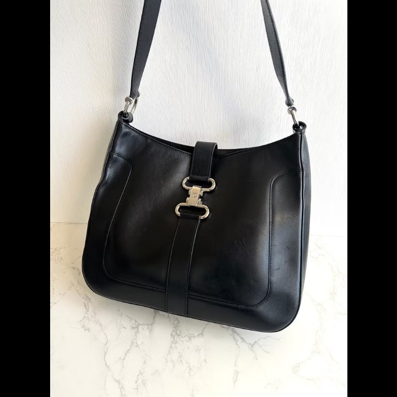 【LA LUNE】中古包 Celine黑銀凱旋門流浪包 側背包 單肩包 腋下包 二手包-7