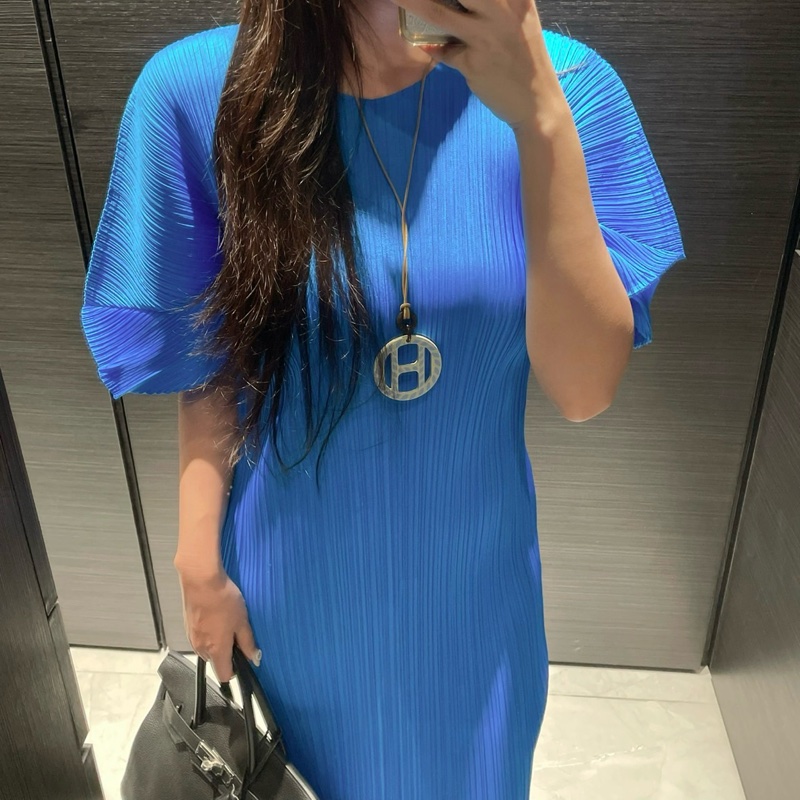 Hermes 愛馬仕 H Equipe 水牛角圓形項鍊/藍灰色/98新美品-5