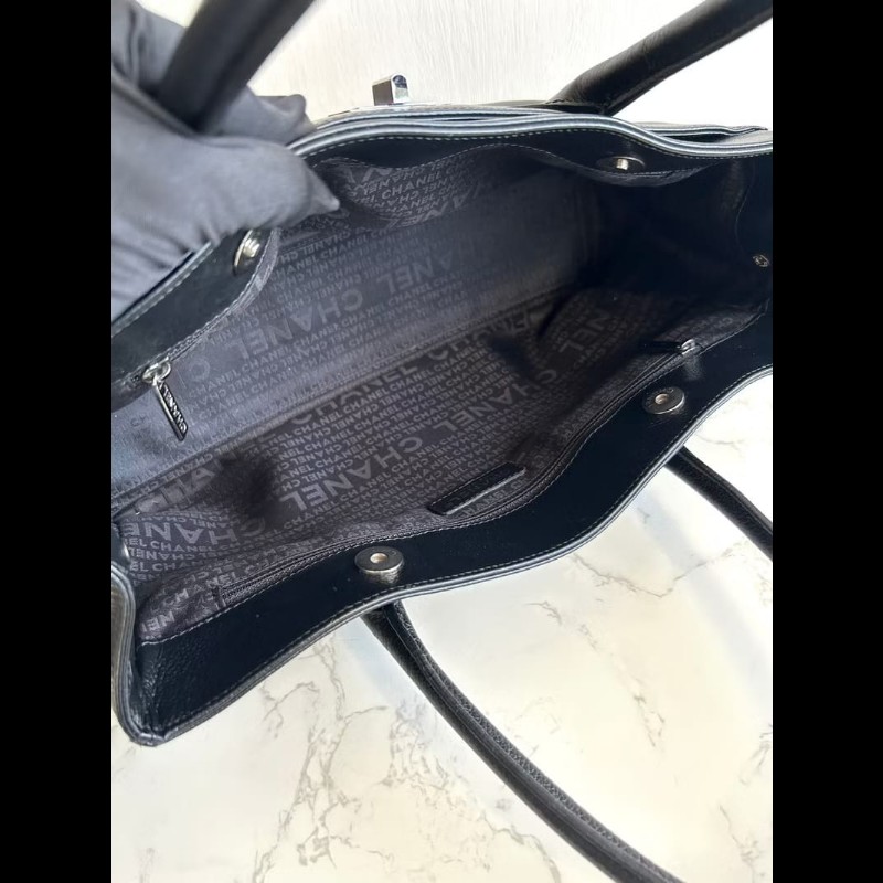 【LA LUNE】中古包 Chanel黑銀Executive Tote復刻托特包 單肩包 側背包 二手包 古著包-5