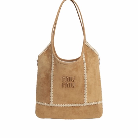 Miu Miu 女士 IVY 絨面革和鈎針編織手提包均碼碼35cm*40cm