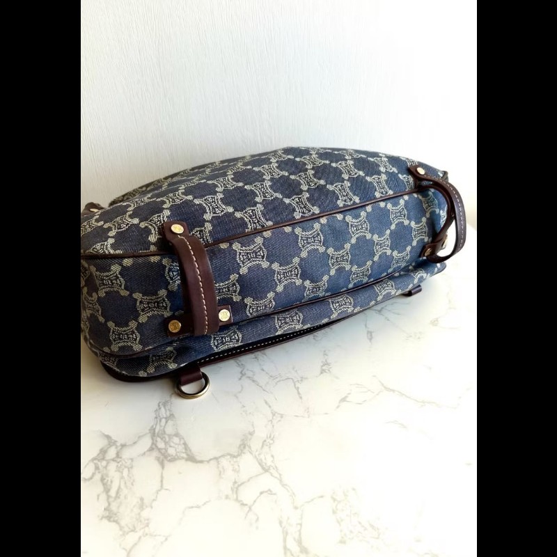 【LA LUNE】中古包 Celine牛仔布老花流浪包 側背包 單肩包 斜背包 二手包-3