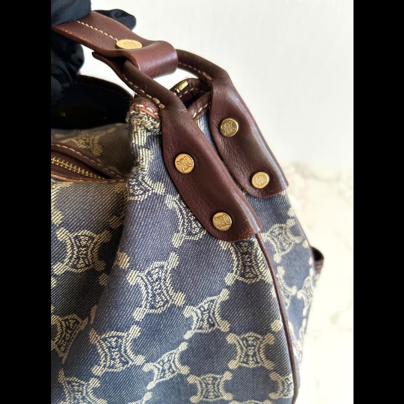 【LA LUNE】中古包 Celine牛仔布老花流浪包 側背包 單肩包 斜背包 二手包-4