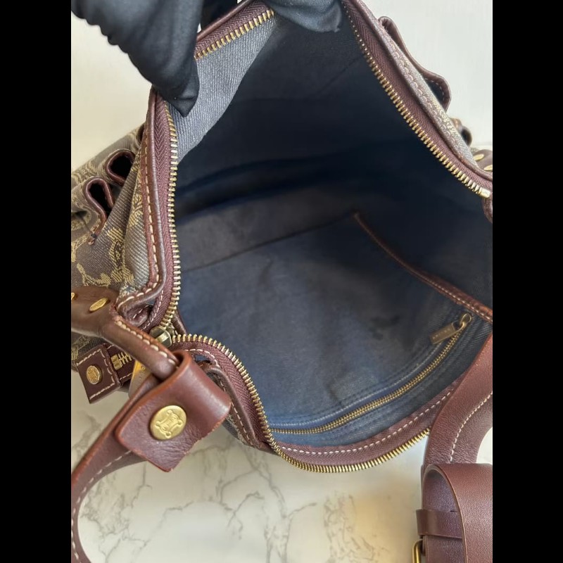 【LA LUNE】中古包 Celine牛仔布老花流浪包 側背包 單肩包 斜背包 二手包-5