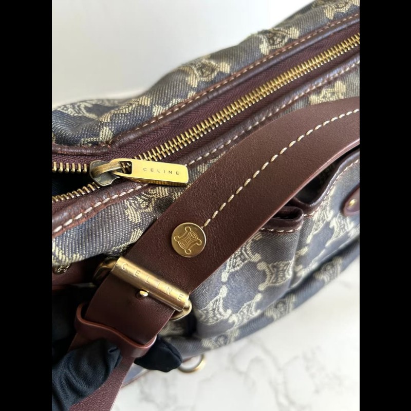 【LA LUNE】中古包 Celine牛仔布老花流浪包 側背包 單肩包 斜背包 二手包-6