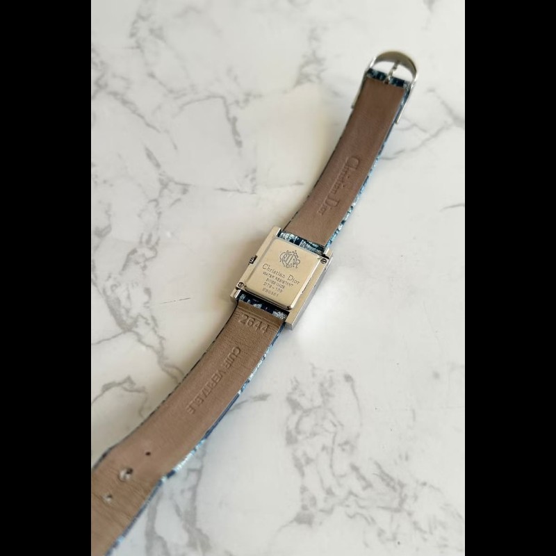 【LA LUNE】絕版稀有品 Dior灰銀色蜂巢圓盤手錶 古董錶 二手女裝腕錶 中古錶-7