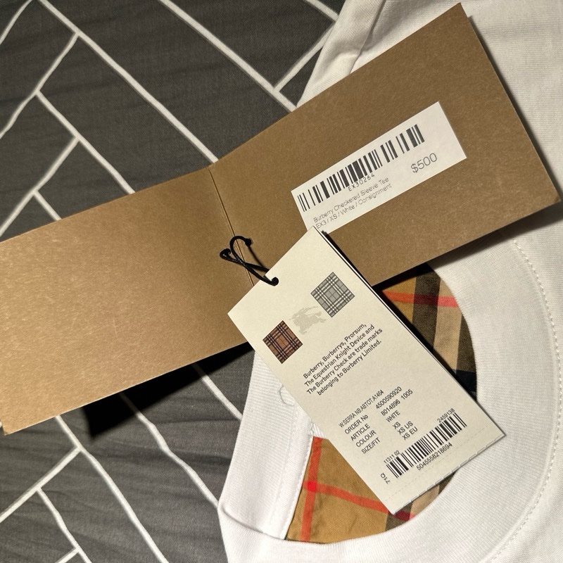 Burberry Stretch Check Sleeves Cotton T-Shirt-4