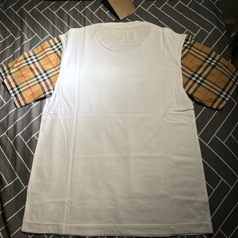 Burberry Stretch Check Sleeves Cotton T-Shirt-7