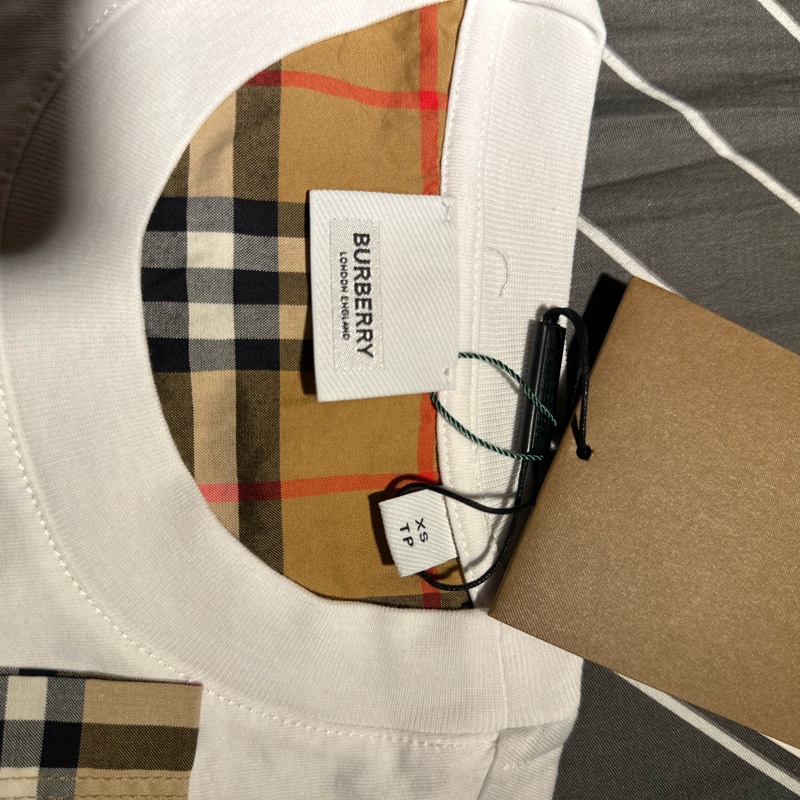 Burberry Stretch Check Sleeves Cotton T-Shirt-8