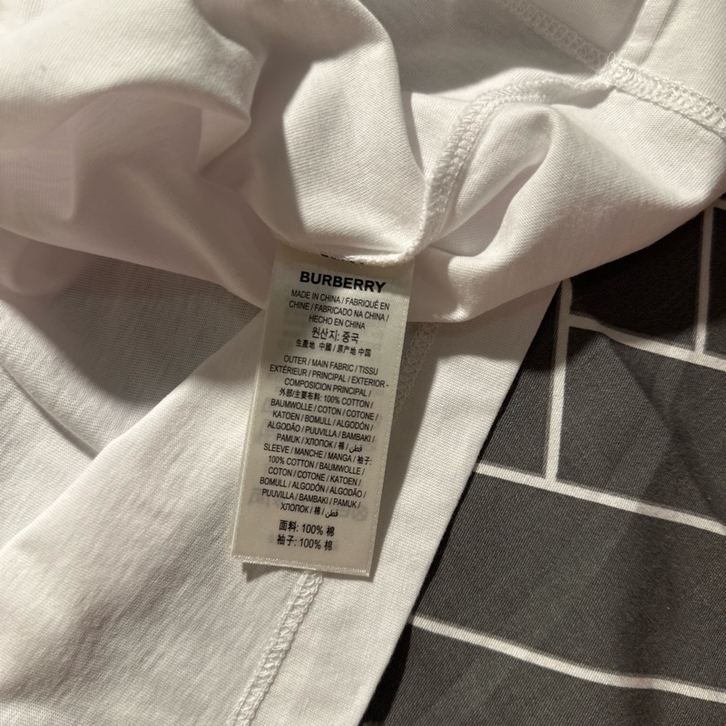 Burberry Stretch Check Sleeves Cotton T-Shirt-9