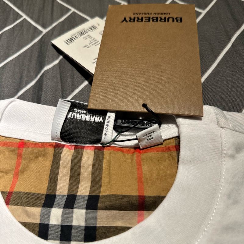 Burberry Stretch Check Sleeves Cotton T-Shirt-11