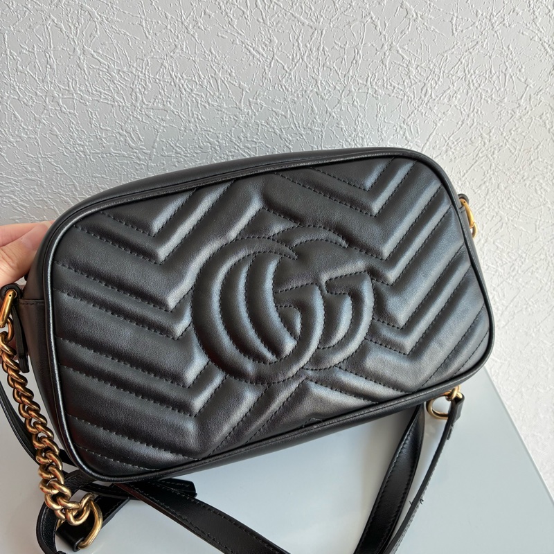 Gucci 447632黑復古金雙G marmont 24公分-1