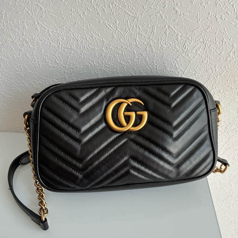 Gucci 447632黑復古金雙G marmont 24公分-5