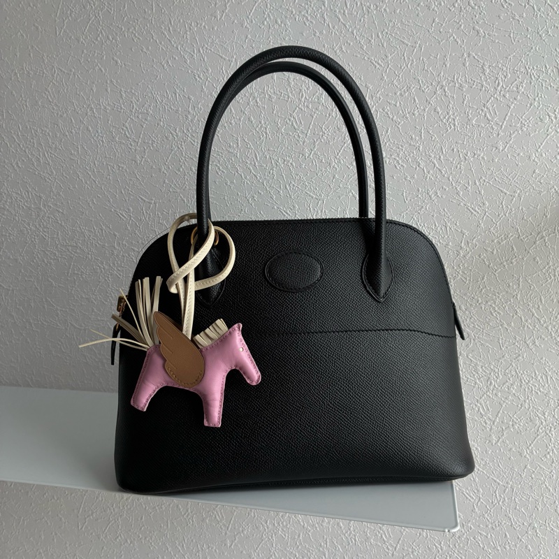 Hermes C刻BOLIDE 25黑色金釦牛皮柏莉包-1