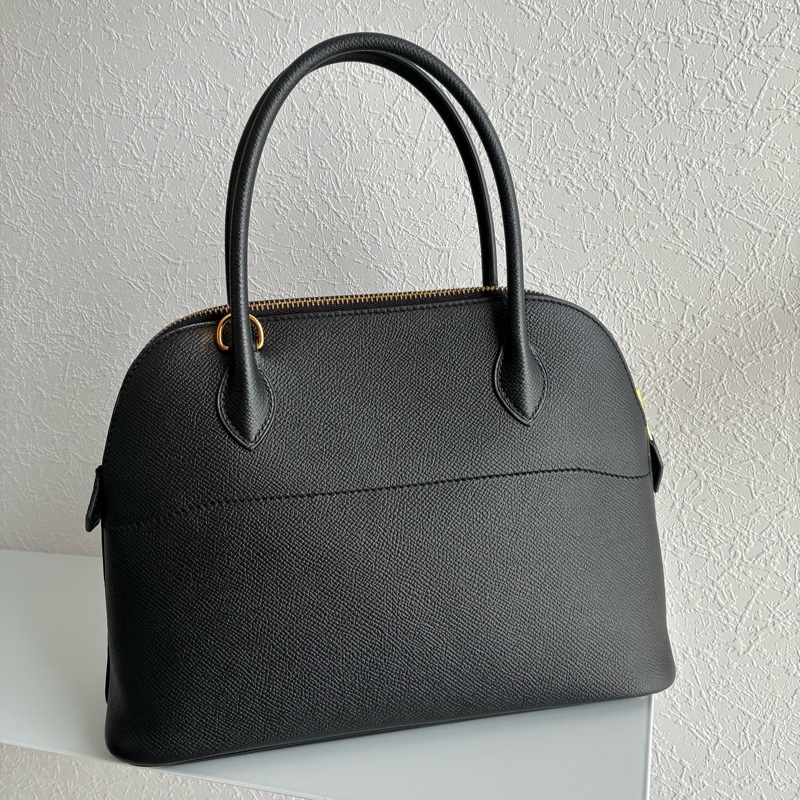 Hermes C刻BOLIDE 25黑色金釦牛皮柏莉包-6