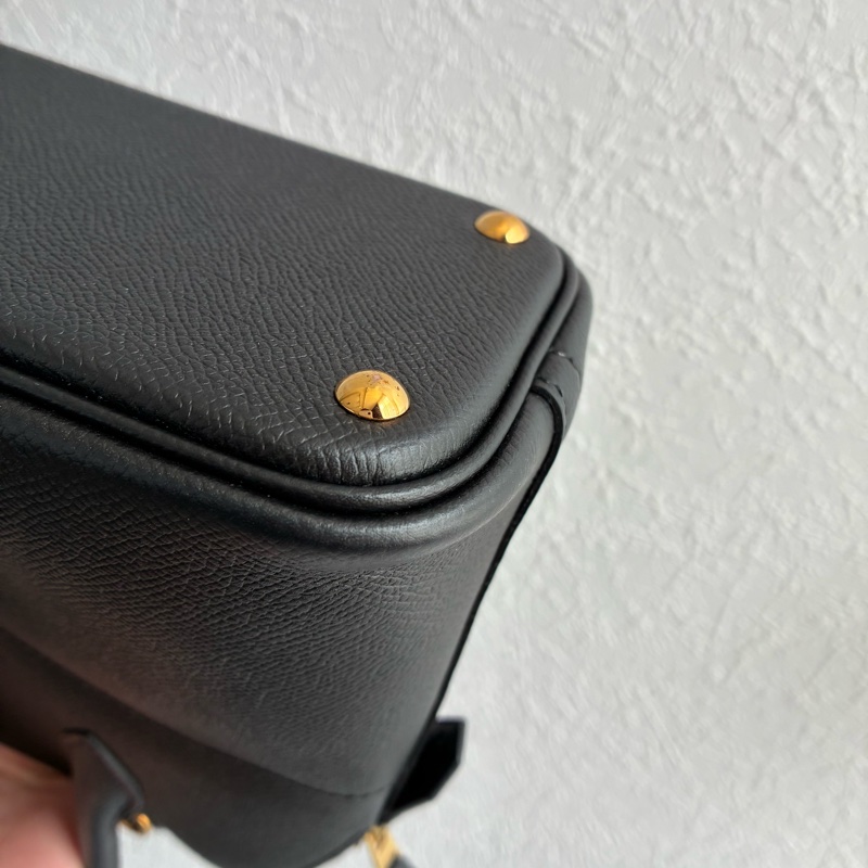 Hermes C刻BOLIDE 25黑色金釦牛皮柏莉包-8