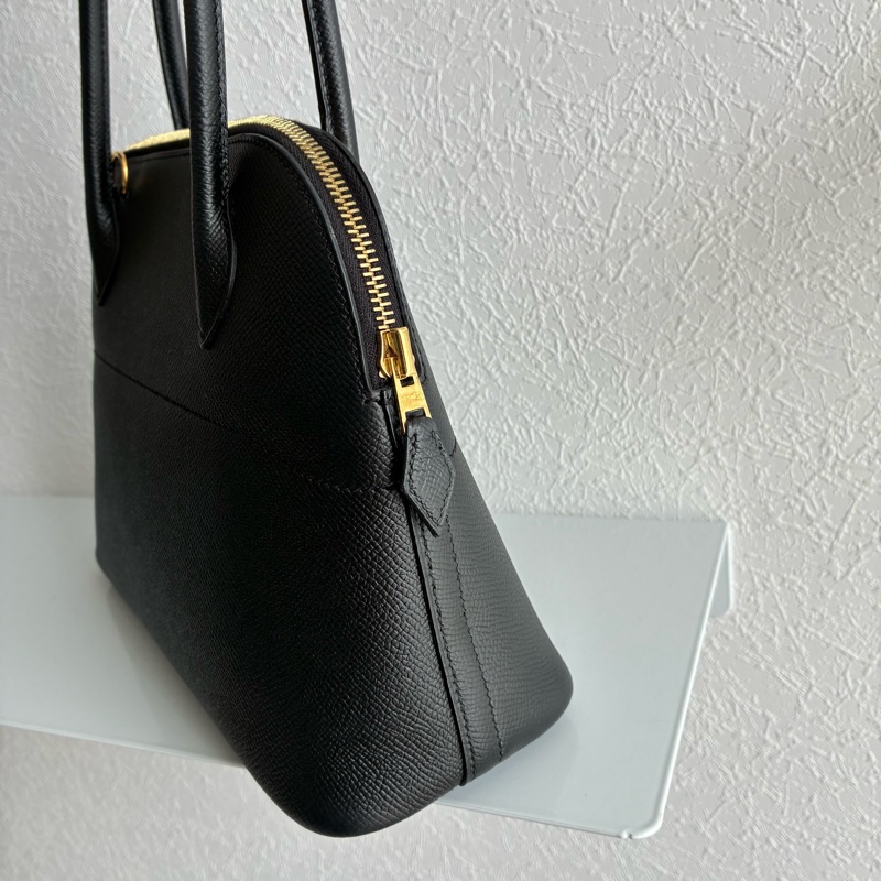 Hermes C刻BOLIDE 25黑色金釦牛皮柏莉包-13