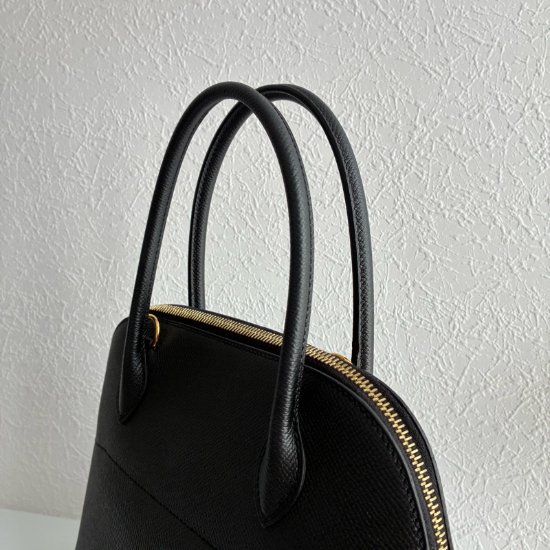 Hermes C刻BOLIDE 25黑色金釦牛皮柏莉包-16