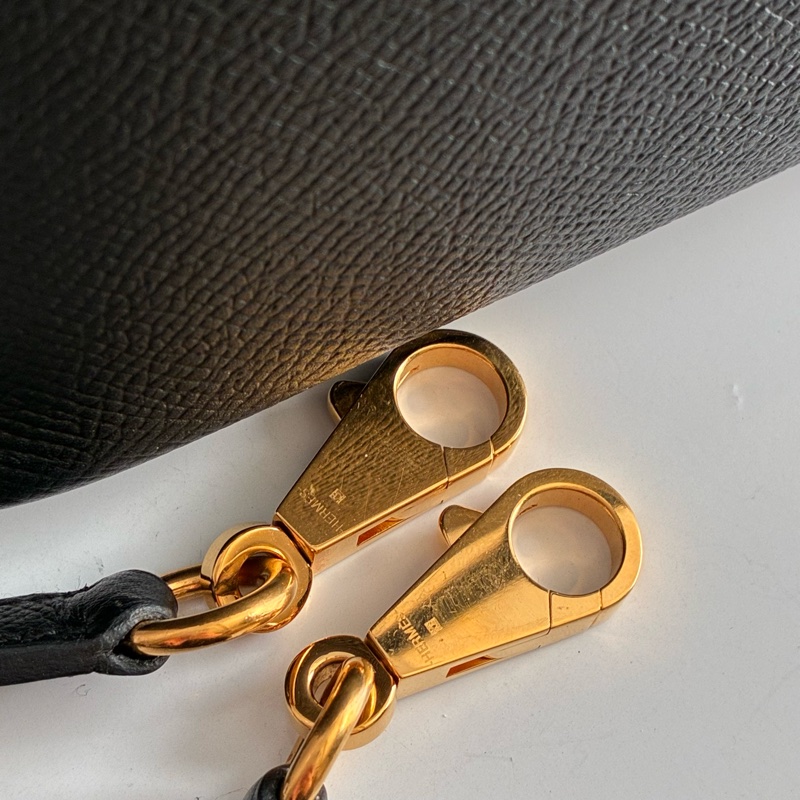 Hermes C刻BOLIDE 25黑色金釦牛皮柏莉包-17