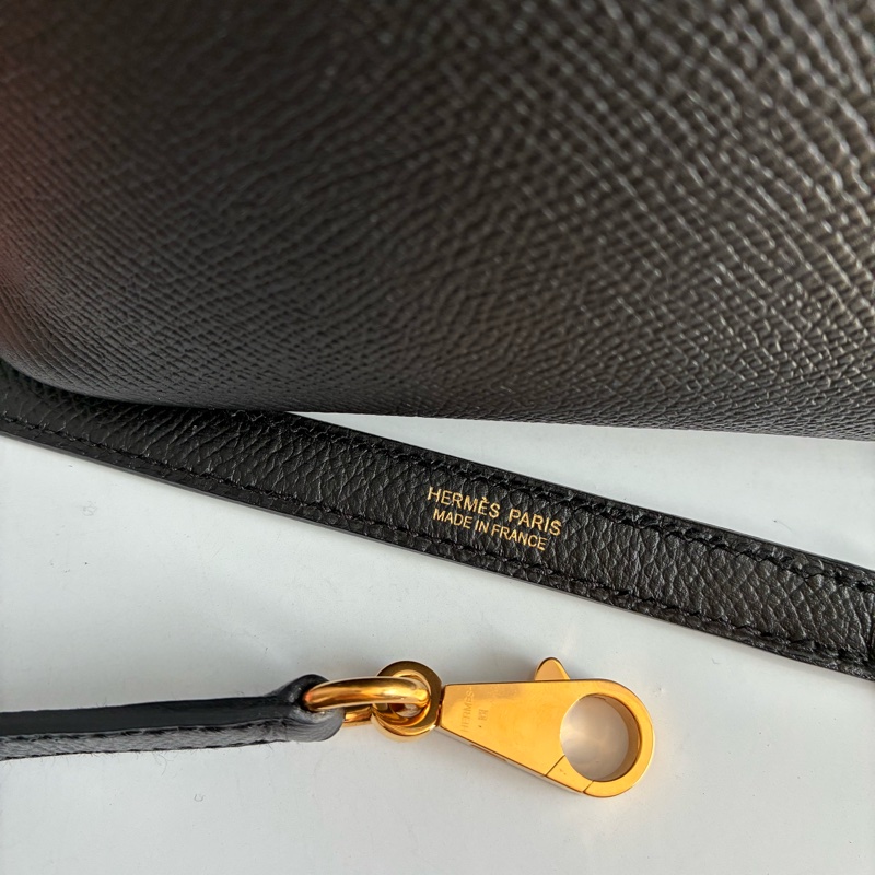 Hermes C刻BOLIDE 25黑色金釦牛皮柏莉包-20