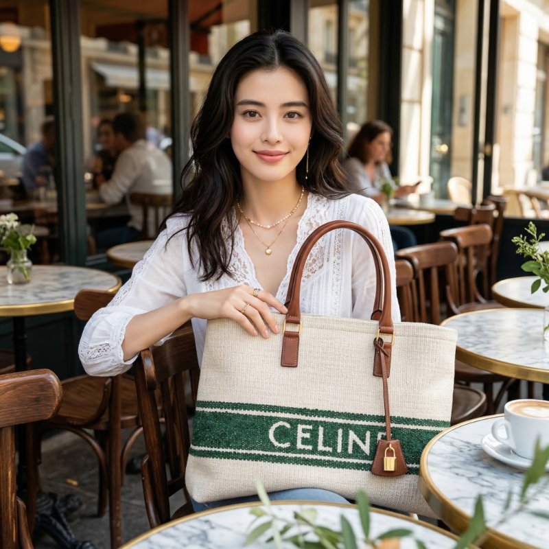 ⏰限時特賣價🌺 Celine Soleil 紡織和小牛皮橫式Cabas包-1