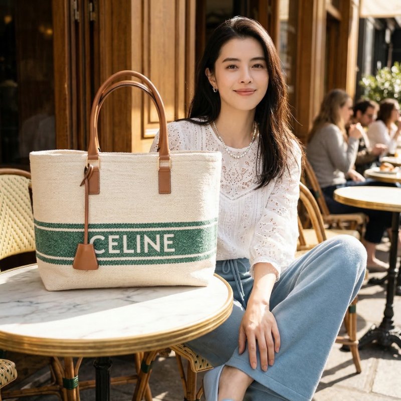 ⏰限時特賣價🌺 Celine Soleil 紡織和小牛皮橫式Cabas包-3