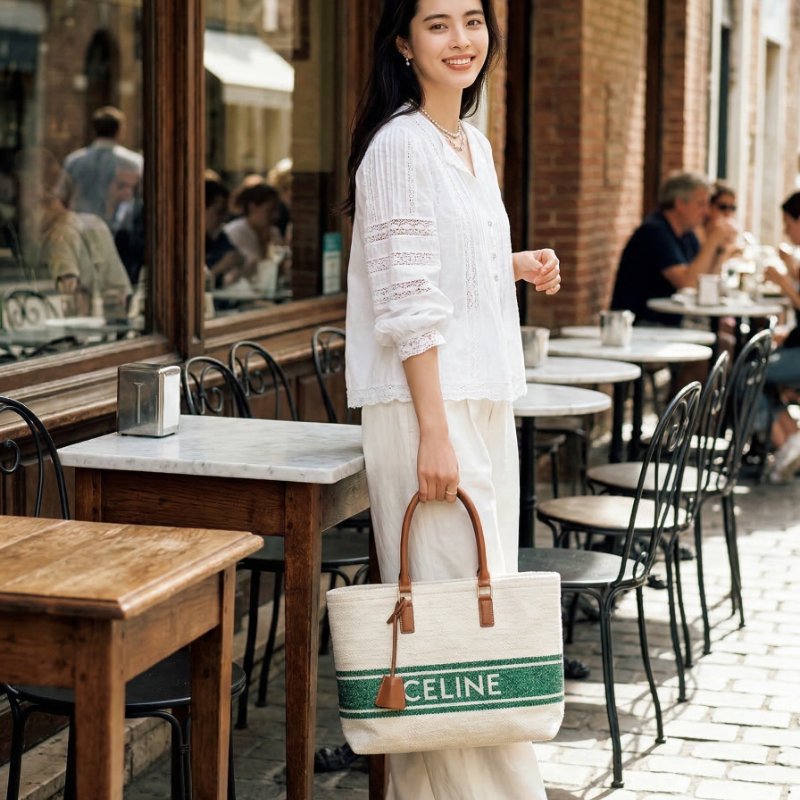 ⏰限時特賣價🌺 Celine Soleil 紡織和小牛皮橫式Cabas包-4