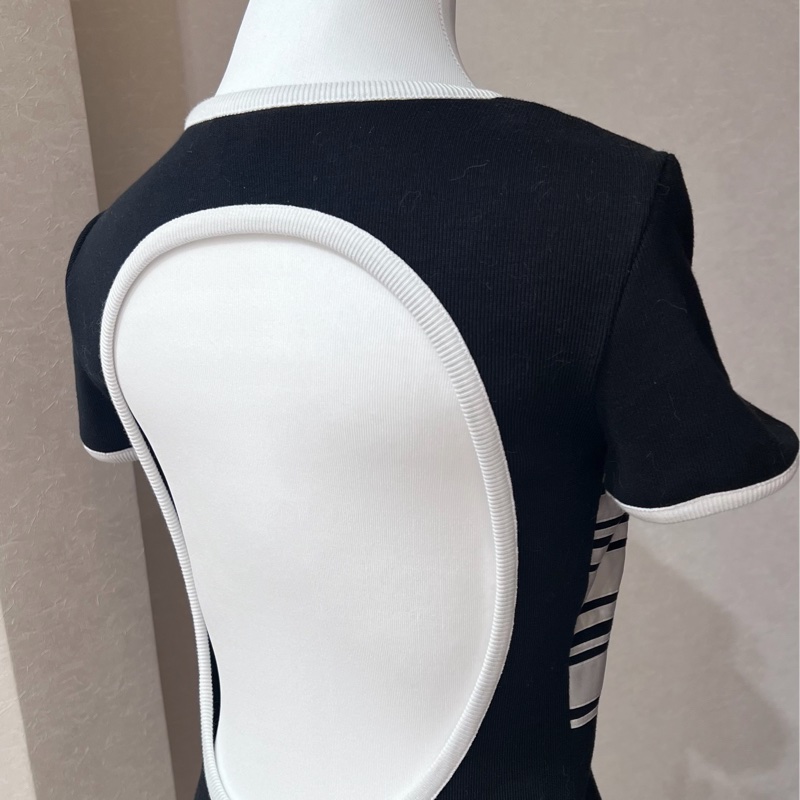 Chanel 大logo黑白條紋短袖上衣-2