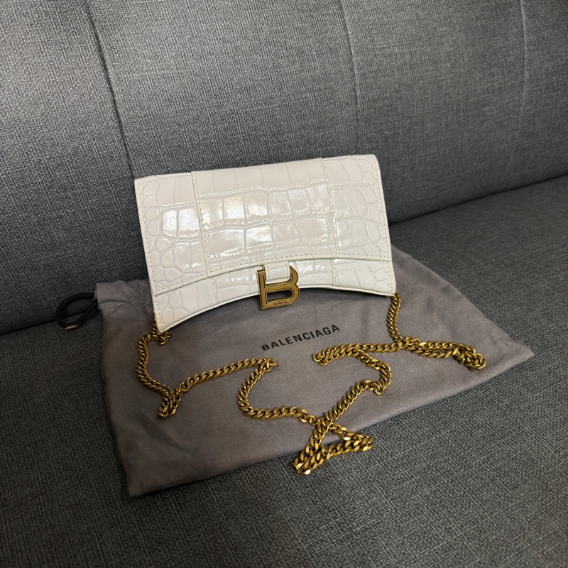 Balenciaga Hourglass 巴黎世家鱷魚壓紋woc鏈包-0