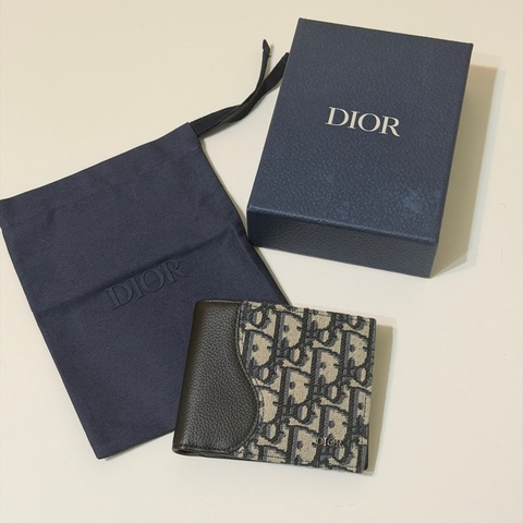 914intheair精品代購『全新閒置』Dior Saddle 對折錢包 老花對開皮夾，有零錢袋