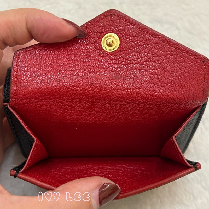 Miu Miu Madras Love 三折短夾 黑 造型紅愛心 正品 二手精品-4