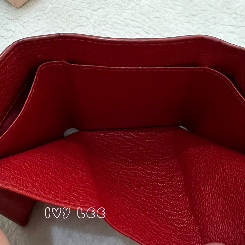 Miu Miu Madras Love 三折短夾 黑 造型紅愛心 正品 二手精品-5