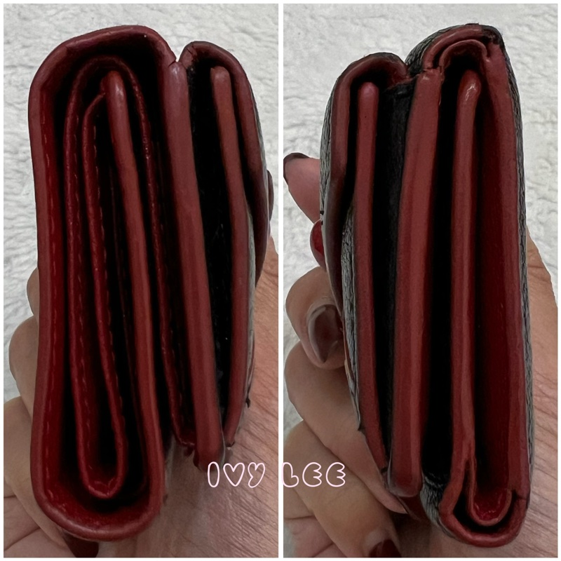 Miu Miu Madras Love 三折短夾 黑 造型紅愛心 正品 二手精品-10