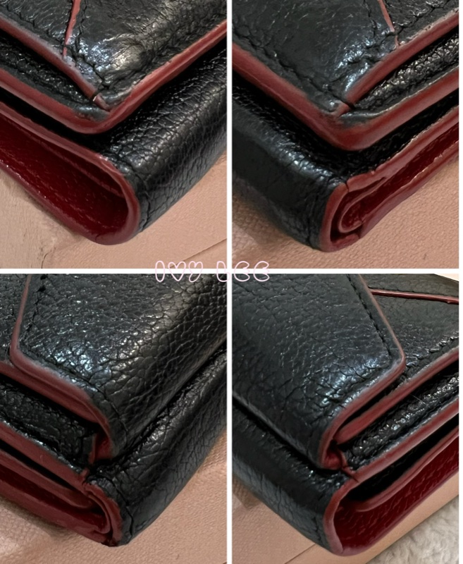 Miu Miu Madras Love 三折短夾 黑 造型紅愛心 正品 二手精品-11