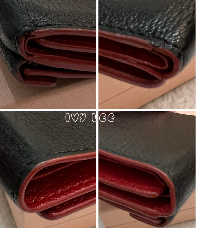 Miu Miu Madras Love 三折短夾 黑 造型紅愛心 正品 二手精品-12