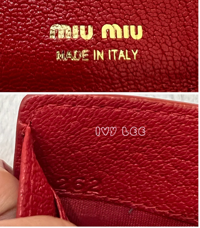 Miu Miu Madras Love 三折短夾 黑 造型紅愛心 正品 二手精品-13