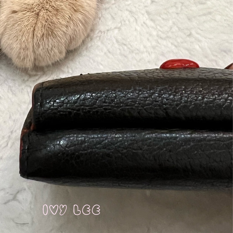 Miu Miu Madras Love 三折短夾 黑 造型紅愛心 正品 二手精品-19