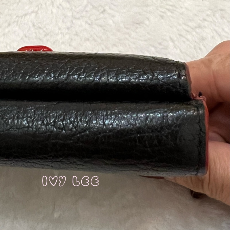 Miu Miu Madras Love 三折短夾 黑 造型紅愛心 正品 二手精品-20