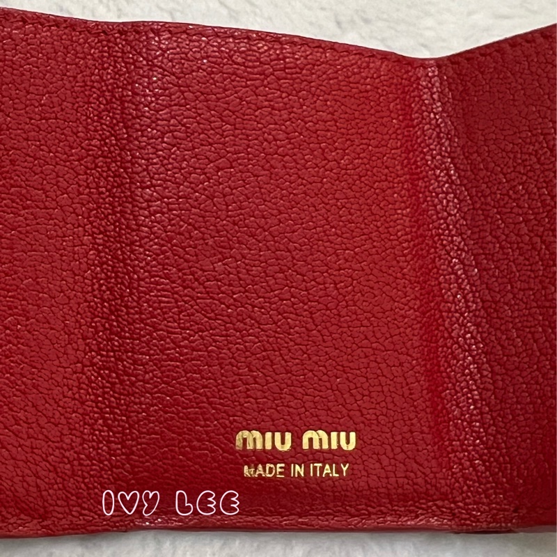Miu Miu Madras Love 三折短夾 黑 造型紅愛心 正品 二手精品-24