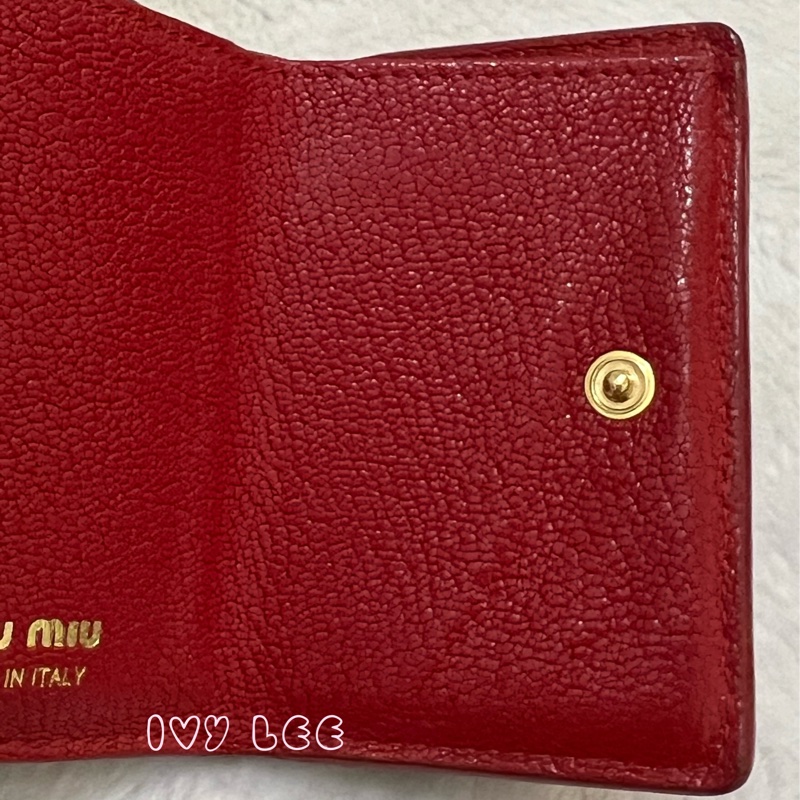 Miu Miu Madras Love 三折短夾 黑 造型紅愛心 正品 二手精品-25