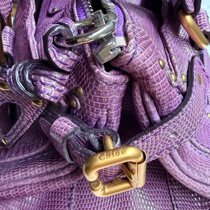 Chloé Paddington(鎖頭包)紫色蜥蜴皮-6