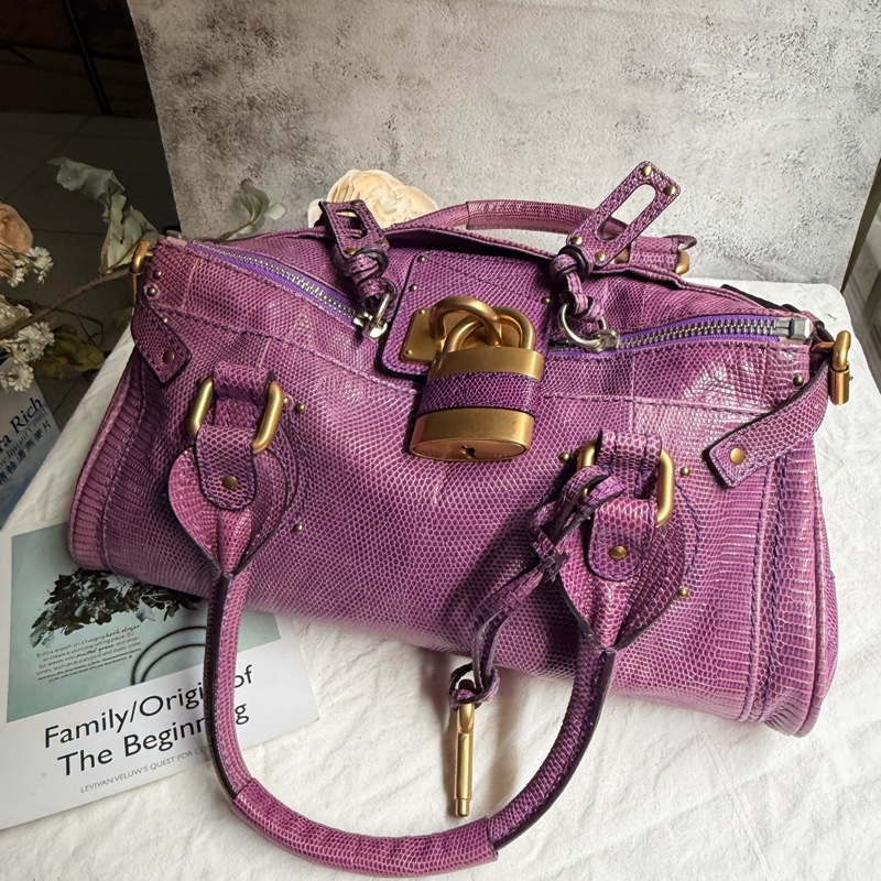 Chloé Paddington(鎖頭包)紫色蜥蜴皮-7