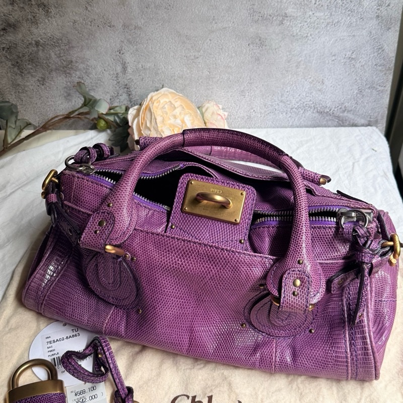 Chloé Paddington(鎖頭包)紫色蜥蜴皮-9