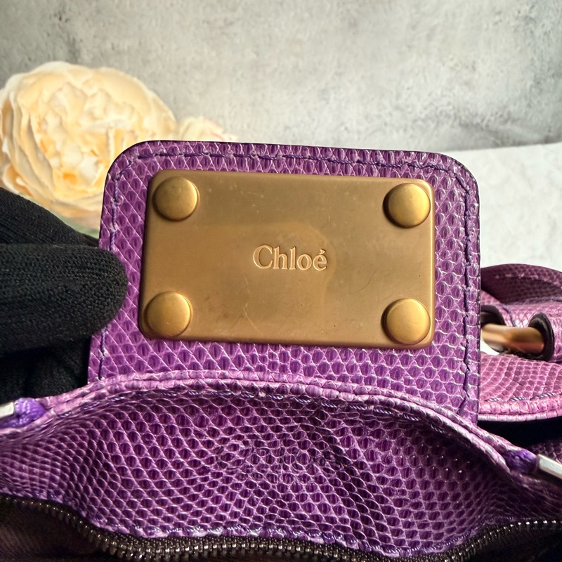Chloé Paddington(鎖頭包)紫色蜥蜴皮-11
