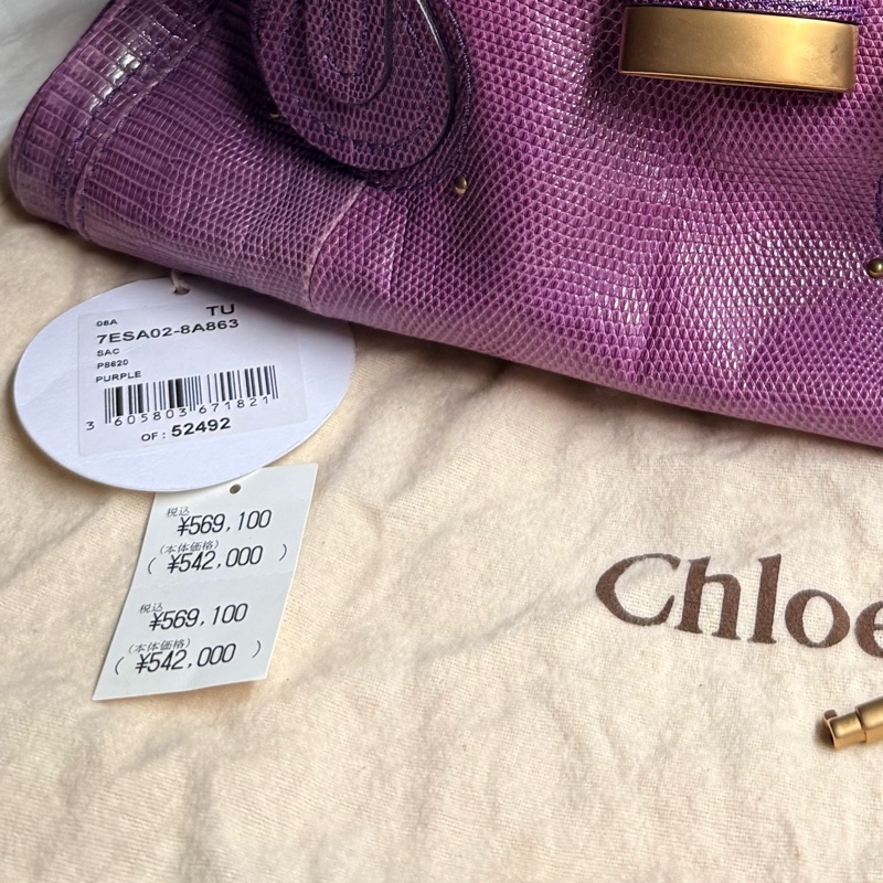 Chloé Paddington(鎖頭包)紫色蜥蜴皮-15