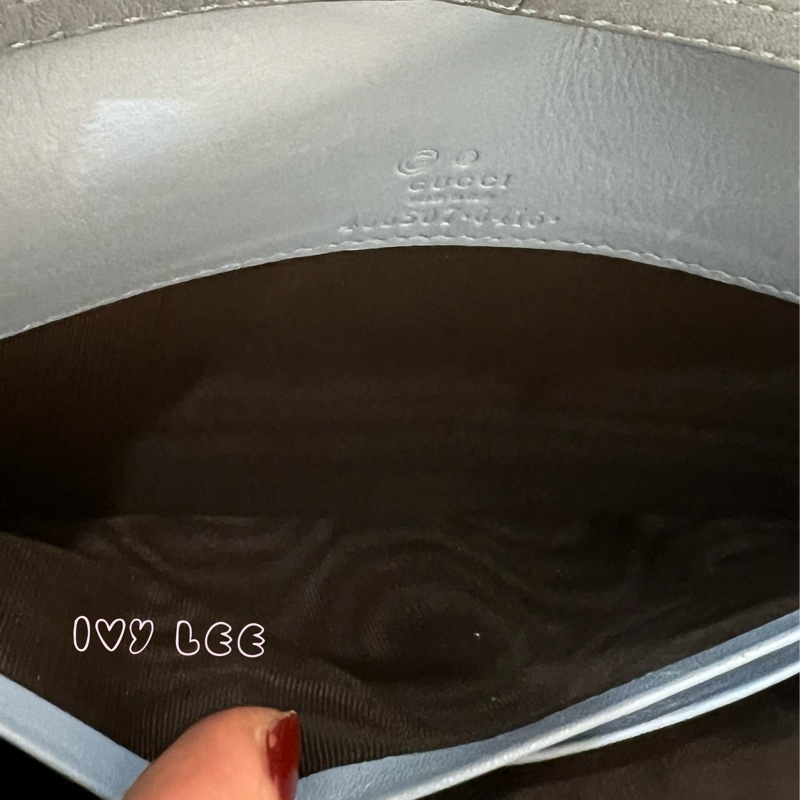 GUCCI 古馳 466507 經典Guccissima系列雙G壓紋LOGO牛皮肩背 水藍 斜背包 正品 二手精品-6