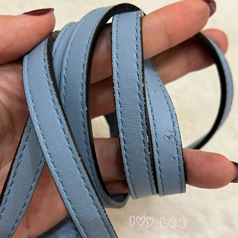 GUCCI 古馳 466507 經典Guccissima系列雙G壓紋LOGO牛皮肩背 水藍 斜背包 正品 二手精品-10