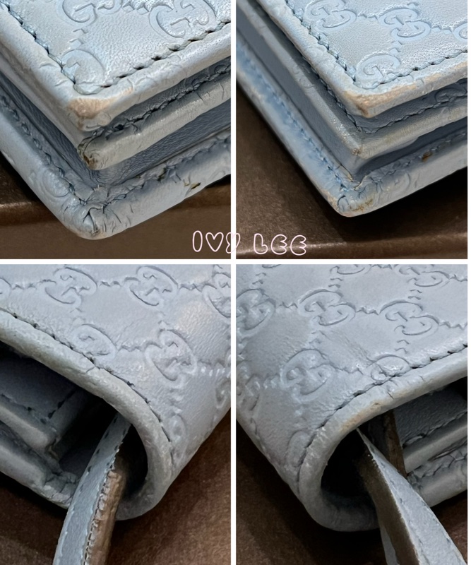 GUCCI 古馳 466507 經典Guccissima系列雙G壓紋LOGO牛皮肩背 水藍 斜背包 正品 二手精品-13