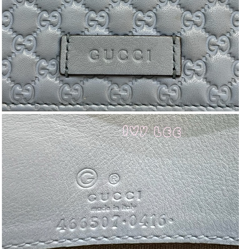 GUCCI 古馳 466507 經典Guccissima系列雙G壓紋LOGO牛皮肩背 水藍 斜背包 正品 二手精品-15