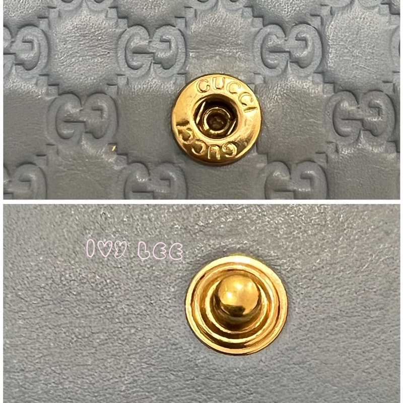 GUCCI 古馳 466507 經典Guccissima系列雙G壓紋LOGO牛皮肩背 水藍 斜背包 正品 二手精品-18